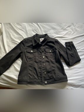 Black Denim Jacket with Button Front